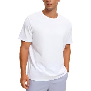 imageCRZ YOGA Mens Cotton Polyester Short Sleeve TShirt Classic Fit Casual Workout Tops Soft Premium TeeWhite