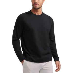 imageCRZ YOGA Mens Crewneck Sweatshirts French Terry Athletic Workout Sweat Shirts Casual Pullover Tops with Zipper PocketBlack