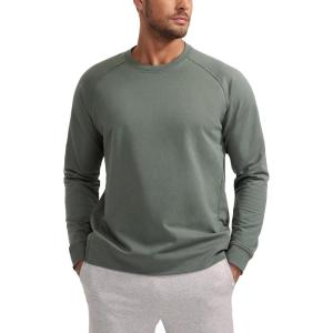 imageCRZ YOGA Mens Crewneck Sweatshirts French Terry Athletic Workout Sweat Shirts Casual Pullover Tops with Zipper PocketGrey Sage