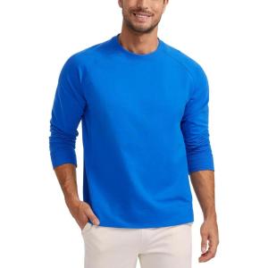 imageCRZ YOGA Mens Crewneck Sweatshirts French Terry Athletic Workout Sweat Shirts Casual Pullover Tops with Zipper PocketSparkle Blue