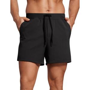 imageCRZ YOGA Mens FourWay Stretch Workout Shorts  5 Soft Durable for Casual Athletic with PocketsBlack