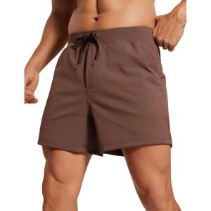 imageCRZ YOGA Mens FourWay Stretch Workout Shorts  5 Soft Durable for Casual Athletic with PocketsCoffee Brown