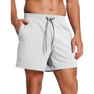 imageCRZ YOGA Mens FourWay Stretch Workout Shorts  5 Soft Durable for Casual Athletic with PocketsPlatinum Grey