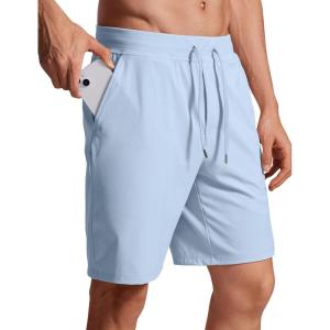 imageCRZ YOGA Mens FourWay Stretch Workout Shorts  9 Linerless Soft Durable for Casual Athletic with PocketsChambray Blue