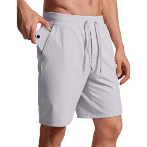imageCRZ YOGA Mens FourWay Stretch Workout Shorts  9 Linerless Soft Durable for Casual Athletic with PocketsGull Gray