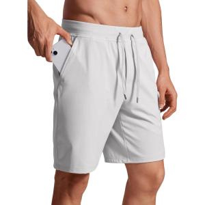 imageCRZ YOGA Mens FourWay Stretch Workout Shorts  9 Linerless Soft Durable for Casual Athletic with PocketsPlatinum Grey
