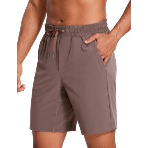 imageCRZ YOGA Mens Linerless Workout Shorts  9 Quick Dry for Running Sports Athletic Gym with PocketsBrown Rock
