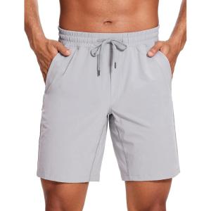 imageCRZ YOGA Mens Linerless Workout Shorts  9 Quick Dry for Running Sports Athletic Gym with PocketsGull Gray