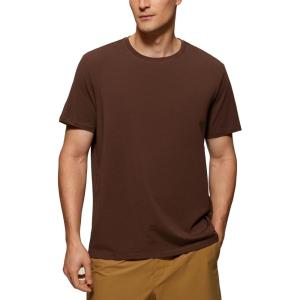 imageCRZ YOGA Mens Pima Cotton TShirts Short Sleeve Crew Neck Casual Shirts Breathable Workout Daily Tee TopsCoffee Brown