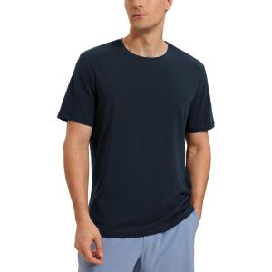 imageCRZ YOGA Mens Pima Cotton TShirts Short Sleeve Crew Neck Casual Shirts Breathable Workout Daily Tee TopsTrue Navy