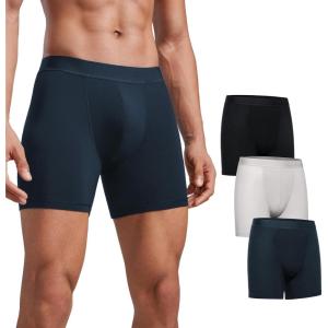 imageCRZ YOGA Mens UltraSoft Modal Boxer Briefs 5quot  Double Lined Comfort Moisture Wicking Breathable Stretch Underwear 3PackBlackGreyNavy