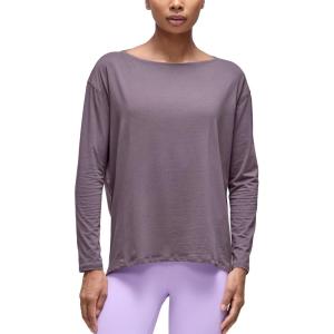 imageCRZ YOGA Pima Cotton Long Sleeve Workout Shirts for Women Loose Fit Athletic Yoga TShirts Casual Boat Neck Fall TopsPurple Gray