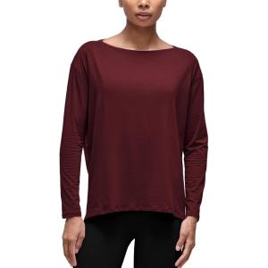 imageCRZ YOGA Pima Cotton Long Sleeve Workout Shirts for Women Loose Fit Athletic Yoga TShirts Casual Boat Neck Fall TopsRed Merlot