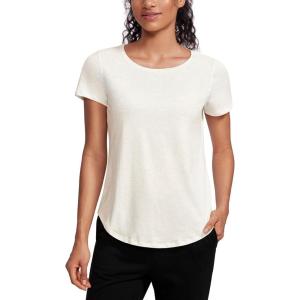 imageCRZ YOGA Pima Cotton Womens Short Sleeve Shirt Loose Yoga TShirt Casual TopsIce GreyWhite