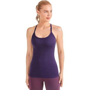 imageCRZ YOGA Seamless Workout Tank Tops for Women Racerback Athletic Camisole Sports Shirts with Built in BraBerry Purple