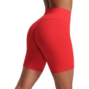 imageCRZ YOGA Secretsculpt Womens Butterlift High Waist Scrunch Butt Biker Shorts 6 Inches  No Front Seam Workout Gym BootyDeep Red