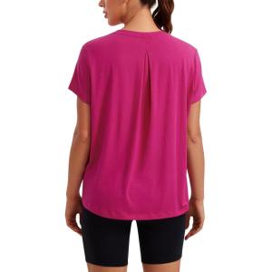 imageCRZ YOGA Short Sleeve Yoga Tops for Women Soft Loose Casual Flowy Shirts Crew Neck Workout Basic TShirtGranita Pink