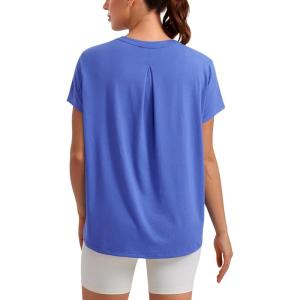 imageCRZ YOGA Short Sleeve Yoga Tops for Women Soft Loose Casual Flowy Shirts Crew Neck Workout Basic TShirtWild Indigo