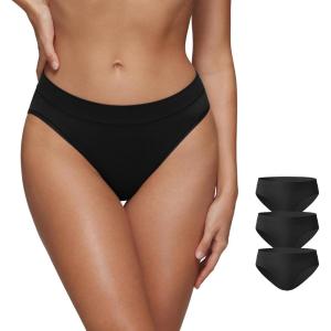 imageCRZ YOGA Softhold Bikini Underwear for Women  Sexy Tagless Hipster Stretch Breathable Ladies Cheeky Panties 3 PackBlack 3pack