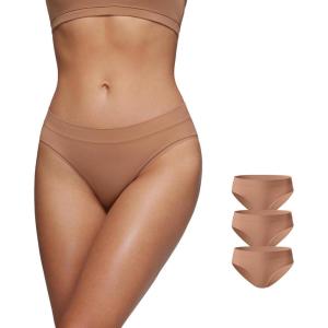 imageCRZ YOGA Softhold Bikini Underwear for Women  Sexy Tagless Hipster Stretch Breathable Ladies Cheeky Panties 3 PackGravel 3pack