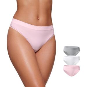 imageCRZ YOGA Softhold Bikini Underwear for Women  Sexy Tagless Hipster Stretch Breathable Ladies Cheeky Panties 3 PackGreyWhitePink