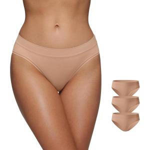 imageCRZ YOGA Softhold Bikini Underwear for Women  Sexy Tagless Hipster Stretch Breathable Ladies Cheeky Panties 3 PackWarm Beige 3pack