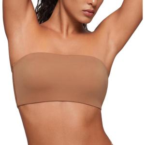 imageCRZ YOGA Softhold Womens Double Lined Strapless Bralettes  Tube Tops Bandeau Unlined Wireless Stretchy TShirt Everyday BraGravel Beige