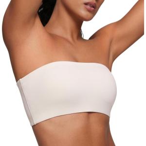 imageCRZ YOGA Softhold Womens Double Lined Strapless Bralettes  Tube Tops Bandeau Unlined Wireless Stretchy TShirt Everyday BraMilky White