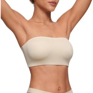imageCRZ YOGA Softhold Womens Double Lined Strapless Bralettes  Tube Tops Bandeau Unlined Wireless Stretchy TShirt Everyday BraMojave Tan 2