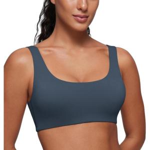 imageCRZ YOGA Softhold Womens Double Lined U Back Bralettes  Scoop Neck Unlined TShirt Everyday Bras Smooth Wireless CamiSargasso