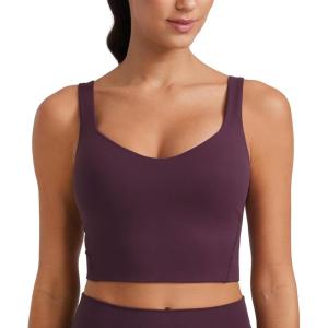 imageCRZ YOGA Softness Mold Butterluxe Longline Sports Bras for Women  Molded Cup V Neck Yoga Clothes Workout Crop Tank TopDeep Purple