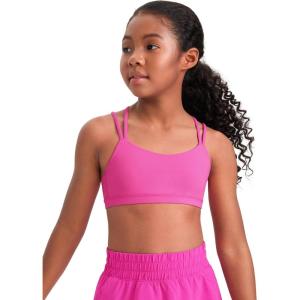 imageCRZ YOGA Softness Mold Girls Butterluxe Sports Bra  Double Spaghetti Strappy Scoop Neck for Training Yoga Dance Teens KidsLight Purple
