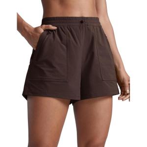 imageCRZ YOGA Stretch Hiking Shorts for Women 3 Lightweight Cargo for Athletic Travel Outdoor with Zip Pockets Water ResistanceHot Fudge Brown