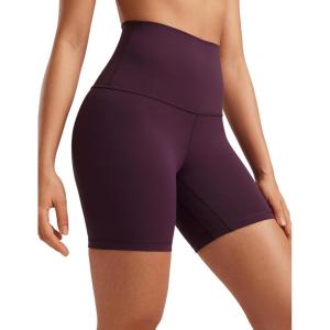imageCRZ YOGA Super High Waisted Butterluxe Womens Biker Shorts 6 Inches  Buttery Soft Workout Yoga Over BellyDeep Purple