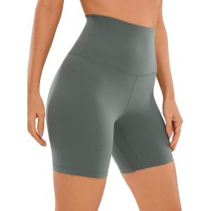 imageCRZ YOGA Super High Waisted Butterluxe Womens Biker Shorts 6 Inches  Buttery Soft Workout Yoga Over BellyGrey Sage
