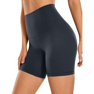 imageCRZ YOGA Super High Waisted Butterluxe Womens Biker Shorts 6 Inches  Buttery Soft Workout Yoga Over BellyTrue Navy