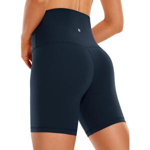 imageCRZ YOGA Super High Waisted Butterluxe Womens Biker Shorts 6 Inches  Buttery Soft Workout Yoga Over BellyTwilight Blue