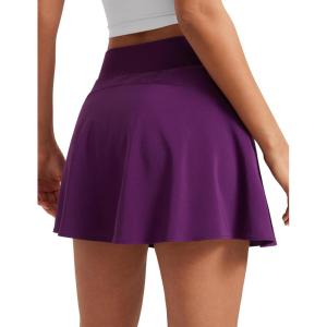imageCRZ YOGA Tennis Skirt for Women High Waisted Flowy Golf Pickleball Athletic Casual A Line Skorts with PocketsPlum Magenta