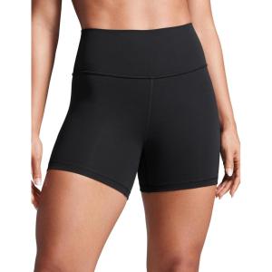 imageCRZ YOGA Women Butterbreeze Athletic Biker Shorts 4 Inches  Workout Gym Running Volleyball Yoga High Waisted SpandexBlack