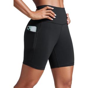 imageCRZ YOGA Women Butterbreeze Athletic Biker Shorts with Pockets 6  High Waist Workout Gym Running Volleyball YogaBlack