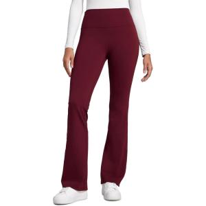 imageCRZ YOGA Women Butterbreeze High Waist Flare Pants 32  Casual Yoga Dress Bootcut Wide LegRed Merlot