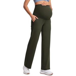 imageCRZ YOGA Women Butterluxe Maternity Wide Leg Pants with Pockets 315quot  Over The Belly Workout Yoga Lounge PregnancyOlive Green