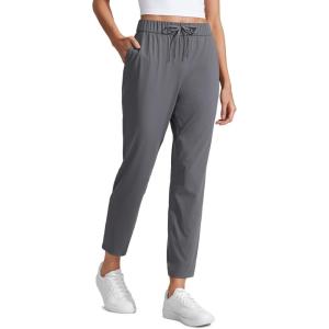 imageCRZ YOGA Womens 4Way Stretch Ankle Golf Pants 78 Casual Dress Work Athletic Travel Workout Sweatpants with PocketsDark Carbon