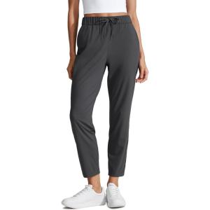 imageCRZ YOGA Womens 4Way Stretch Ankle Golf Pants 78 Casual Dress Work Athletic Travel Workout Sweatpants with PocketsInk Gray