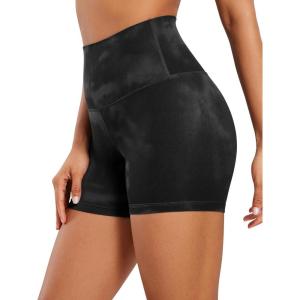 imageCRZ YOGA Womens Butterluxe Biker Shorts 4  High Waisted Booty Workout Volleyball Yoga SpandexBlack Tie Dye Flowers