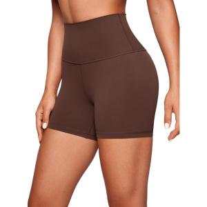 imageCRZ YOGA Womens Butterluxe Biker Shorts 4  High Waisted Booty Workout Volleyball Yoga SpandexCoffee Brown