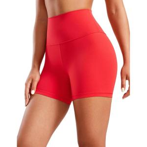imageCRZ YOGA Womens Butterluxe Biker Shorts 4  High Waisted Booty Workout Volleyball Yoga SpandexDeep Red