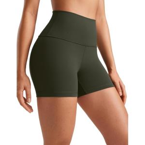 imageCRZ YOGA Womens Butterluxe Biker Shorts 4  High Waisted Booty Workout Volleyball Yoga SpandexOlive Green