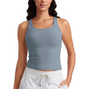 imageCRZ YOGA Womens Butterluxe Double Lined Workout Tank Tops Scoop Neck Racerback Cropped Casual Sleeveless ShirtBelgian Blue