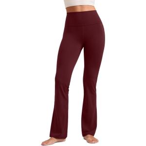 imageCRZ YOGA Womens Butterluxe High Waist Flare Pants 29quot  305quot  32quot  335quot  Yoga Bootcut Wide Leg with Pocket LoungeRed Merlot